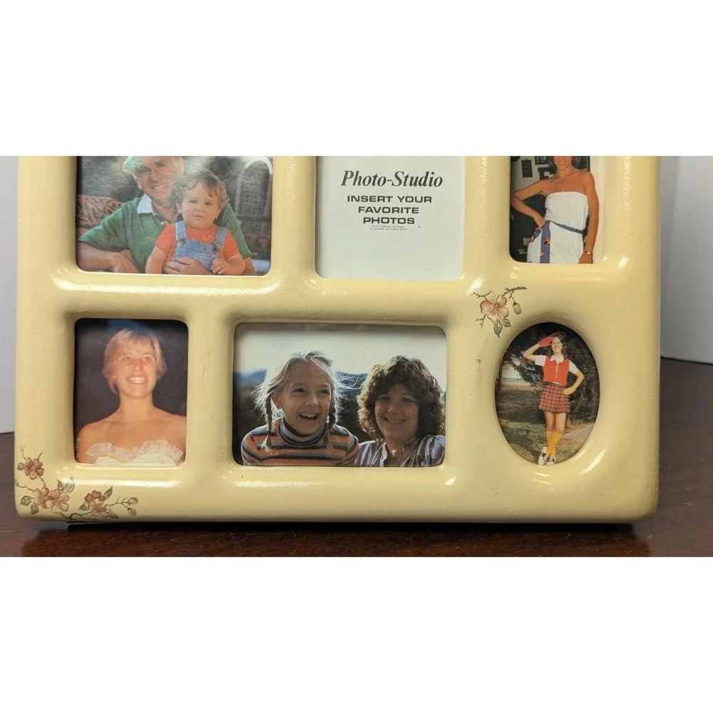Vintage Photo-Studio Multi Opening Picture Frame 1977 Cream Floral Cottage Decor